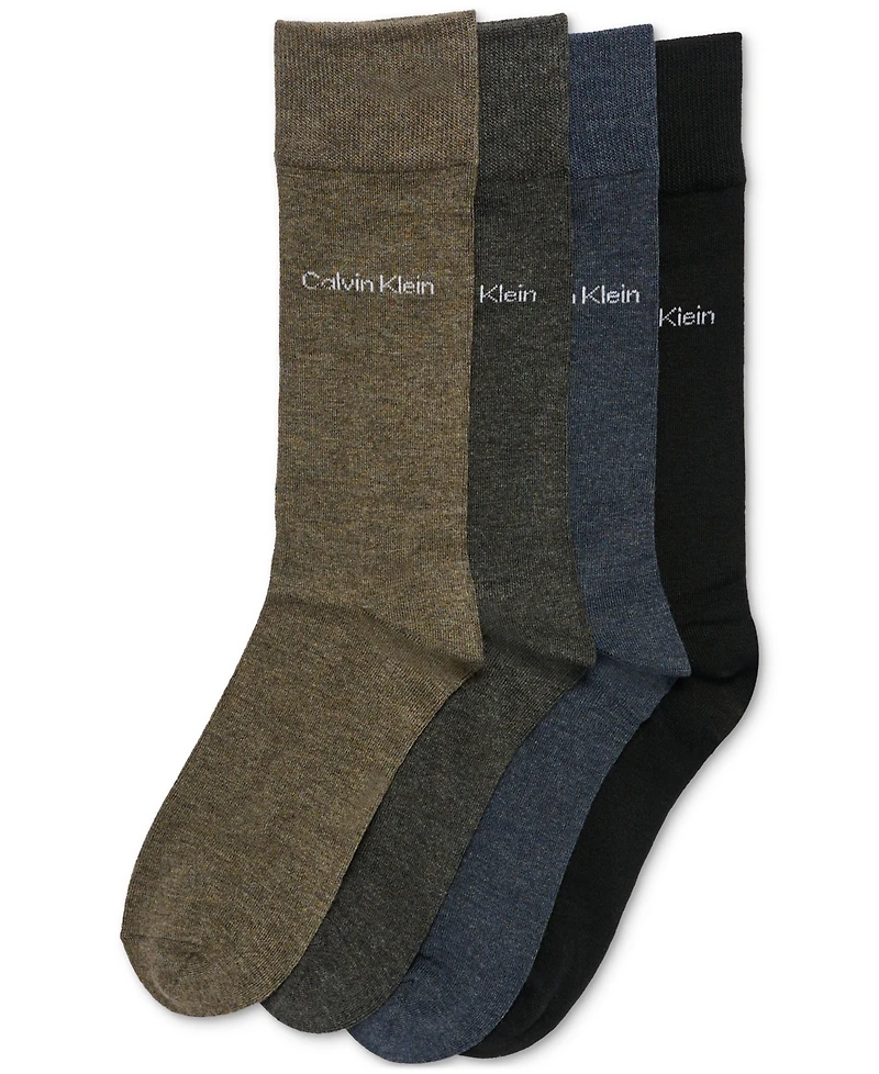 Calvin Klein Men's 4-Pack Flat-Knit Crew Dress Socks