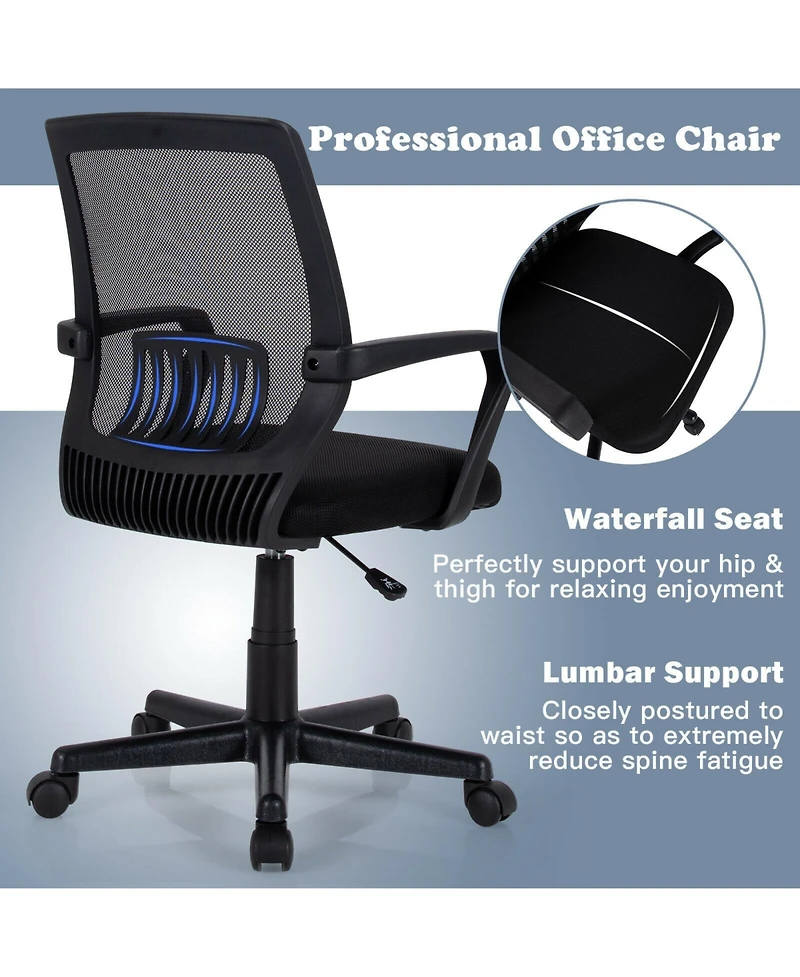 Skonyon Mid-Back Mesh Height Adjustable Executive Chair with Lumbar Support