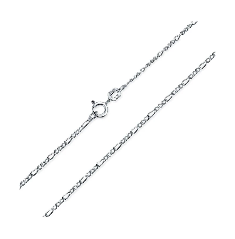 Bling Jewelry Thin Lightweight 1.2MM Strong Solid Sterling Silver Figaro Link Chain Necklace 20 Inch