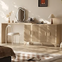 Sugift 2 Drawers Industrial Console Table with Steel Frame for Small Space-Rustic Brown