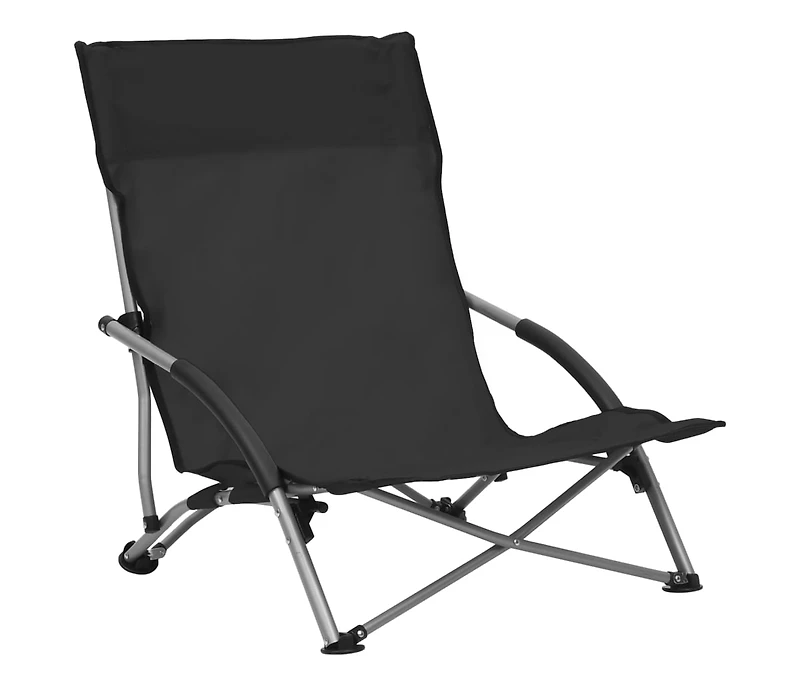 vidaXL Folding Beach Chairs 2 pcs Black Fabric
