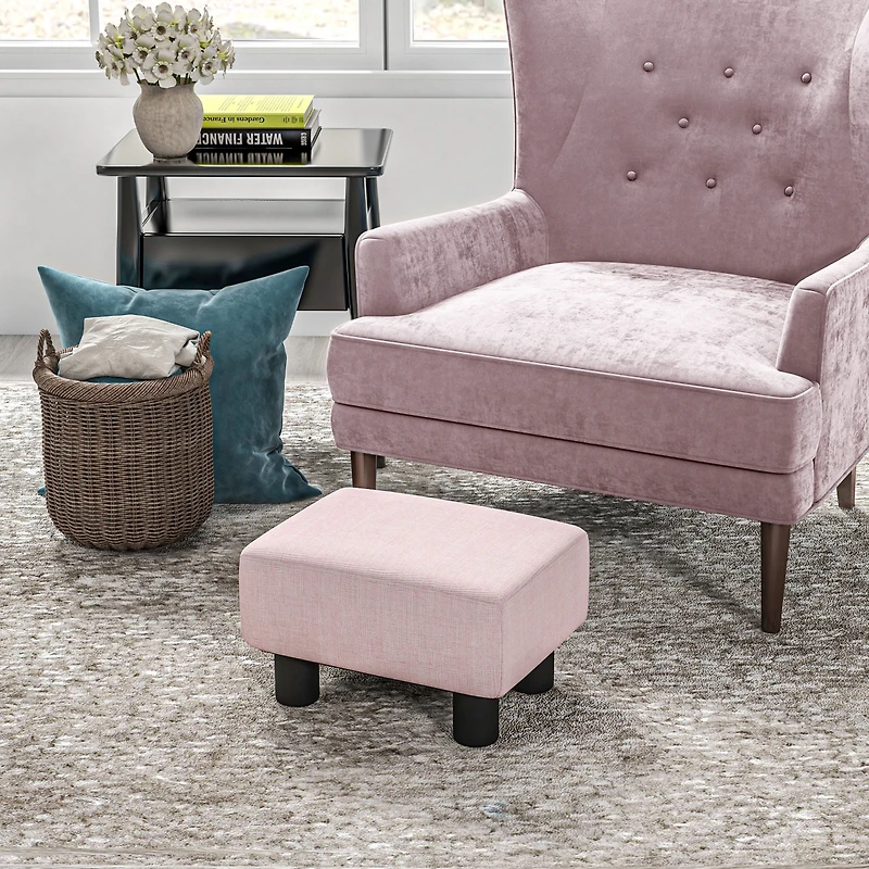 Homcom Modern Footrest Ottoman, Fabric Cube Foot Stool,