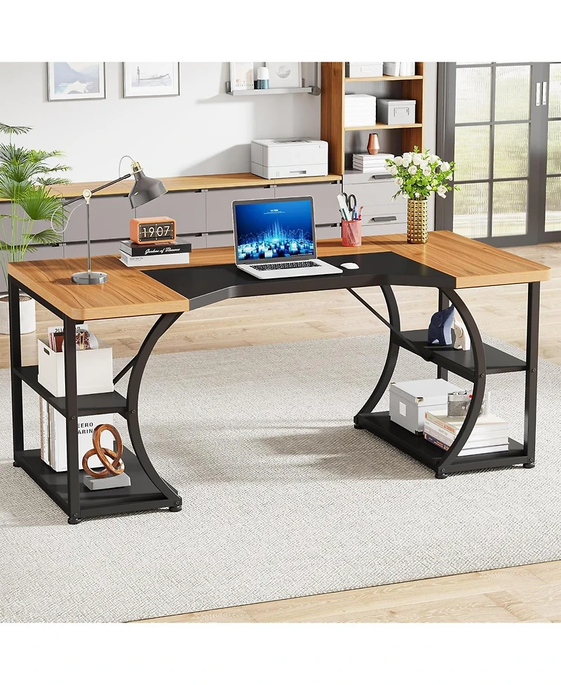 Tribesigns 63-Inch Executive Desk, Large Office Computer Desk with Double Pedestal, Modern Simple Workstations Writing Table