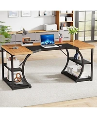 Tribesigns 63-Inch Executive Desk, Large Office Computer Desk with Double Pedestal, Modern Simple Workstations Writing Table