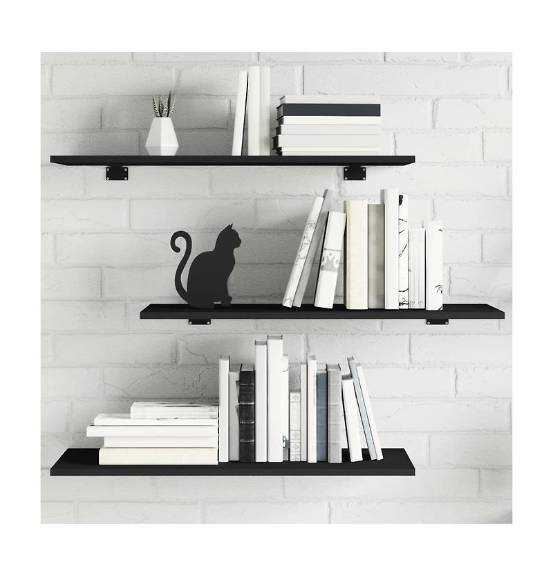 vidaXL Bookshelf Boards 4 pcs Black 31.5"x11.8"x0.6" Engineered Wood