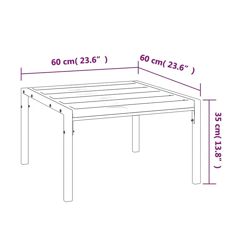 vidaXL Patio Coffee Table Black 23.6"x23.6"x13.8" Steel