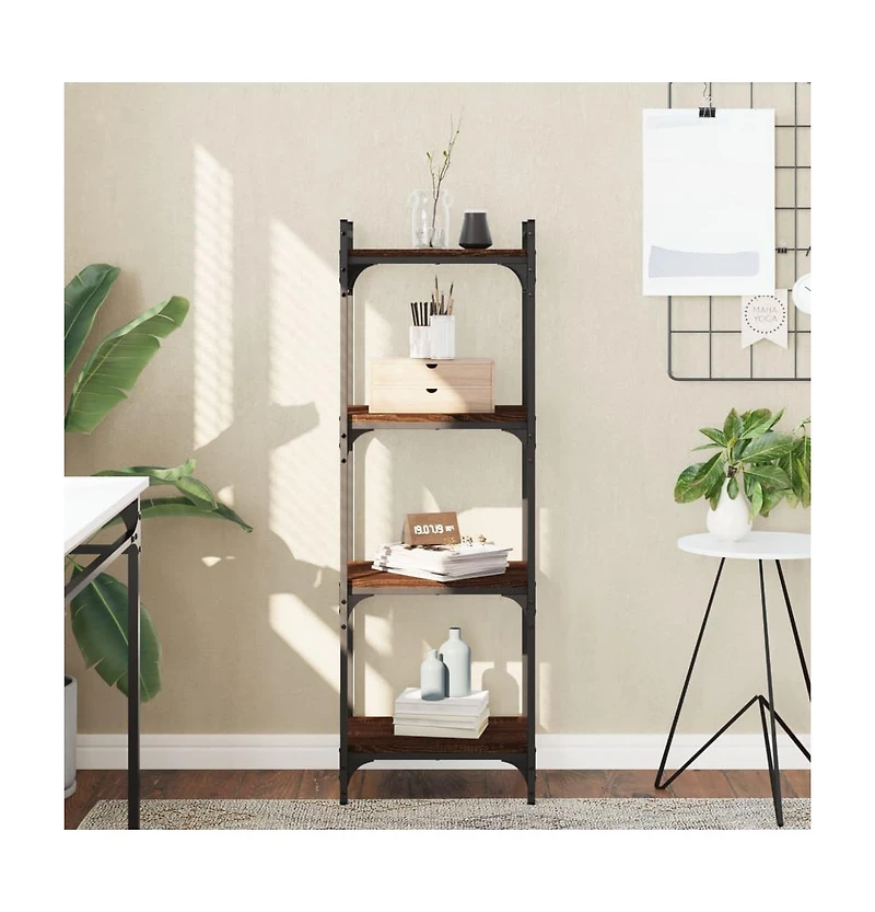 Bookcase 4-Tier Brown Oak 15.7"x11.8"x47.2" Engineered Wood