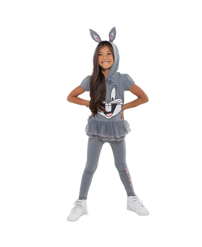Looney Tunes Girls Buggs Bunny Cosplay T-Shirt Dress and Leggings Outfit Set