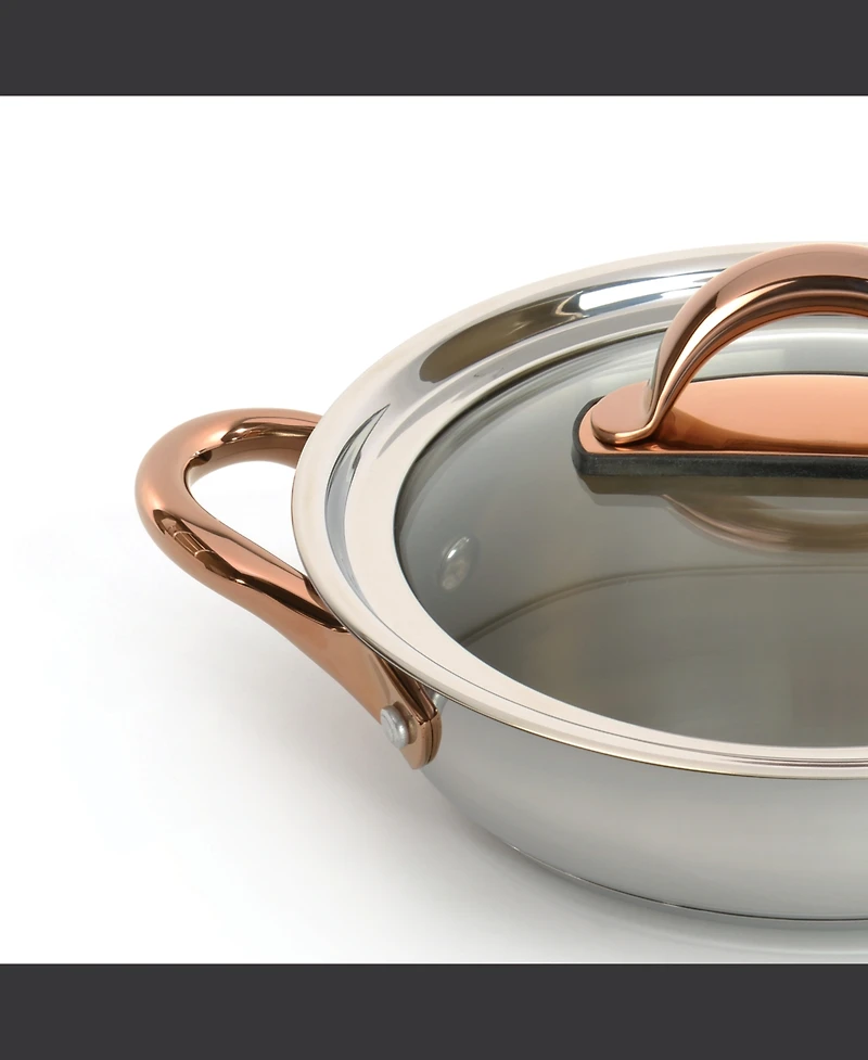 BergHOFF Ouro Gold 18/10 Stainless Steel 9.5" Deep Skillet with Glass Lid 3.1qt.