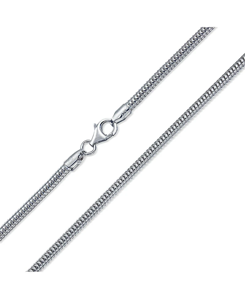 Bling Jewelry 3MM Sterling Silver Snake Chain Necklace 8-Sided Made in Italy
