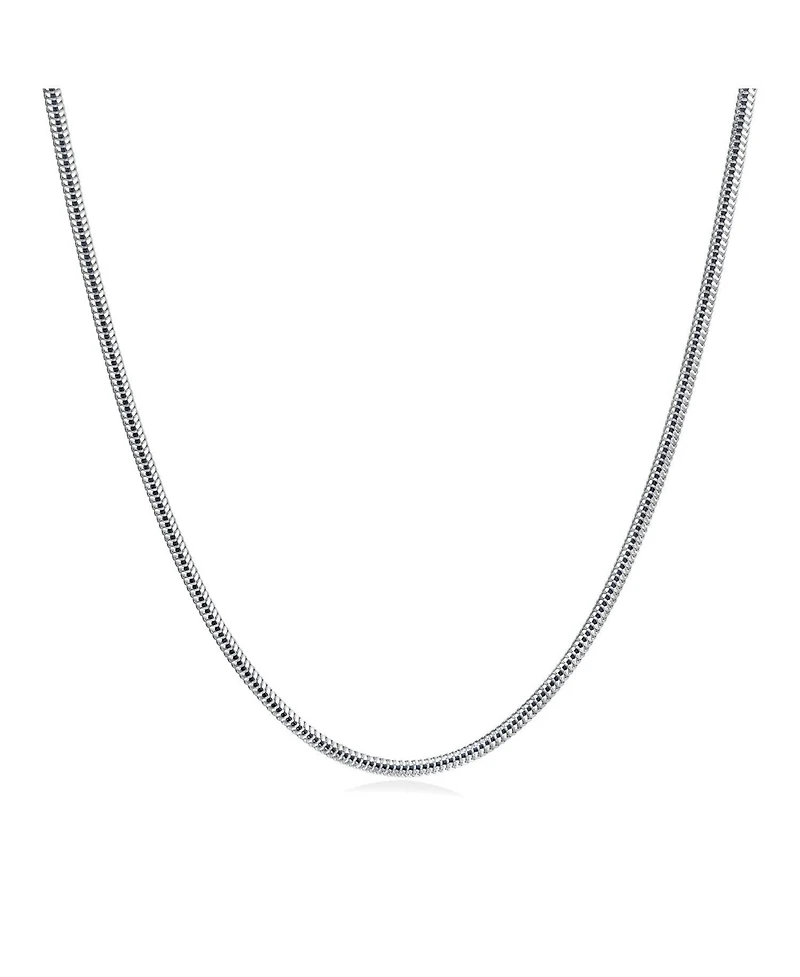 Bling Jewelry Flexible Strong Thick 320 Gauge 3MM Sterling Silver Magic 8-Sided Snake Chain Necklace 30 Inch