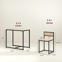 Homcom 3-Piece Industrial Dining Table Set for 2 Kitchen Table and Chairs
