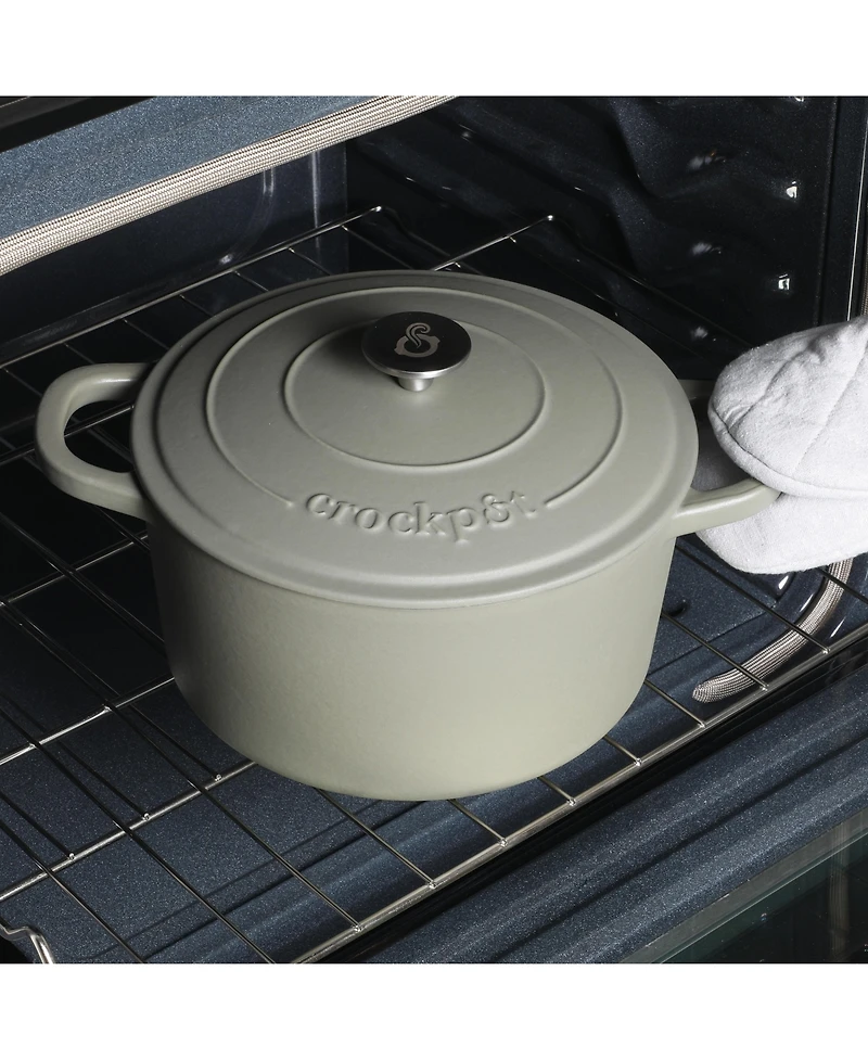 Crock Pot Artisan 7-Quart Round Dutch Oven - Matte Linen White W/ Gold Knob