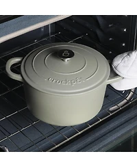 Crock Pot Artisan 7-Quart Round Dutch Oven - Matte Linen White W/ Gold Knob