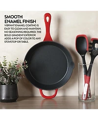 Crock-Pot 10 Inch Enamel Cast Iron Skillet - Gradient Red