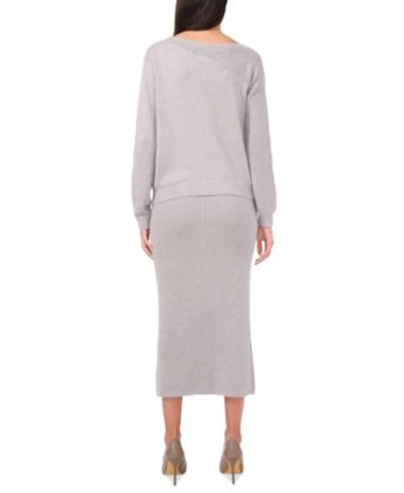 Vince Camuto Womens Metallic Cutout Sweater Midi Skirt
