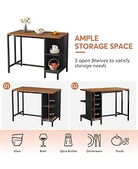 Tribesigns Kitchen Island, Kitchen Shelf Kitchen Bar Table with 5 Open Storage Shelves and Large Worktop, Industrial Butcher Block Island (Stools Not