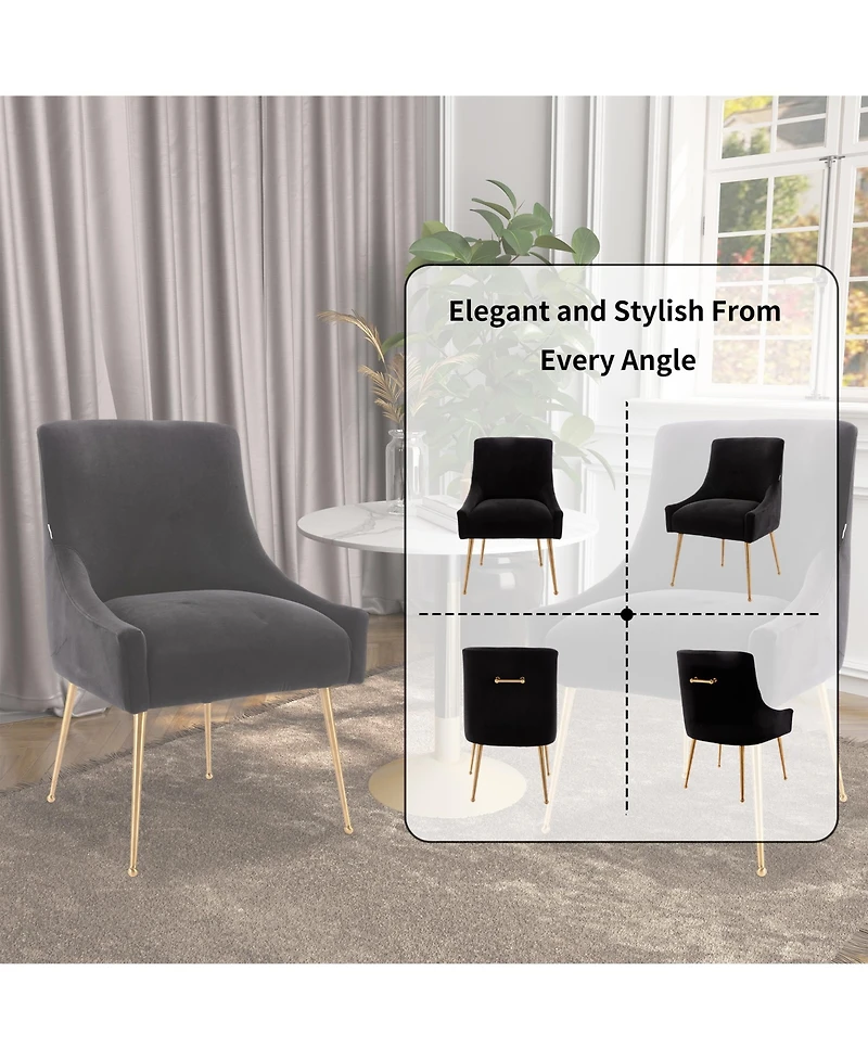Boyel Living Velvet Dining Chair with Pulling Handle and Adjustable Foot Nails(Set of 2)
