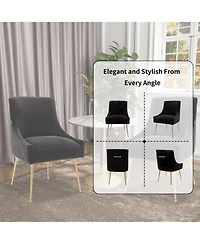 Boyel Living Velvet Dining Chair with Pulling Handle and Adjustable Foot Nails(Set of 2)
