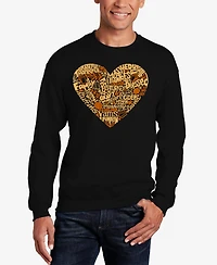 La Pop Art Men's Thanksgiving Heart Word Art Crewneck Sweatshirt