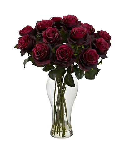 Slickblue Fresh Blooming Roses in Elegant Vase – Perfect for Home Decor or Gifts