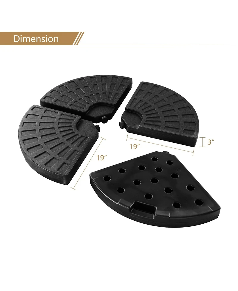 Givimo 4 Pieces Round Cantilever Umbrella Base with Carry Handles for Garden