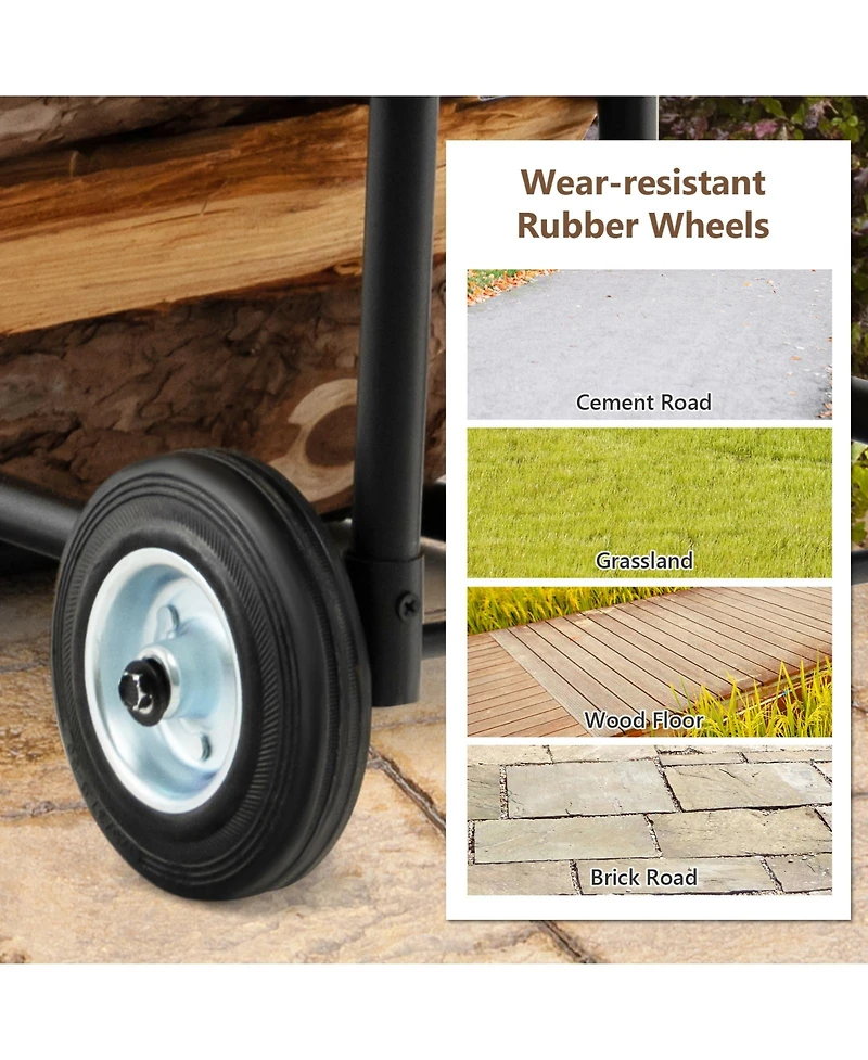 Givimo Firewood Log Cart Carrier with Anti-Slip and Wear-Resistant Wheels