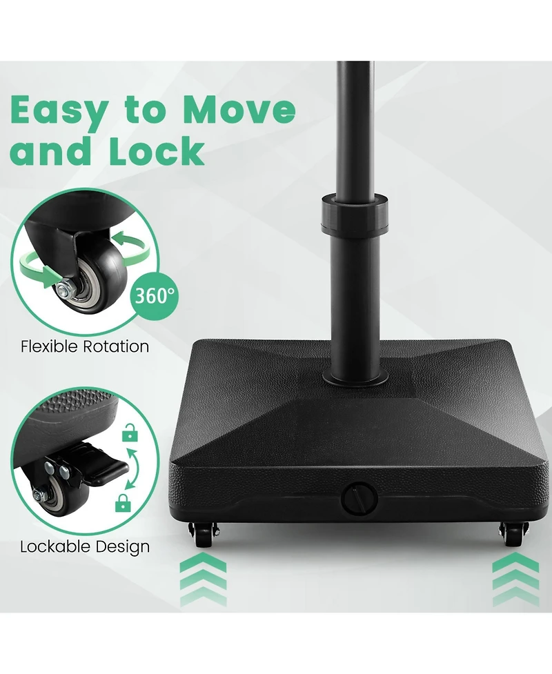 Fillable Umbrella Base Stand with Lockable Universal Wheels