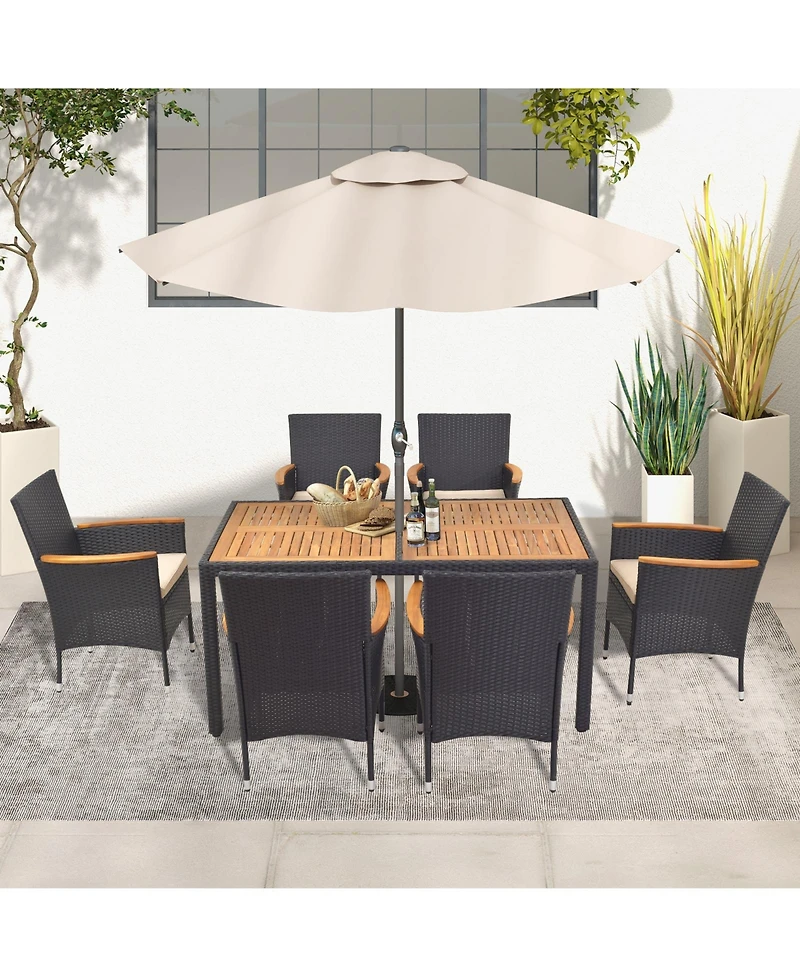 Givimo 7 Pieces Outdoor Dining Set with Umbrella Hole for Backyard