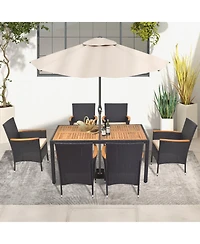 Givimo 7 Pieces Outdoor Dining Set with Umbrella Hole for Backyard
