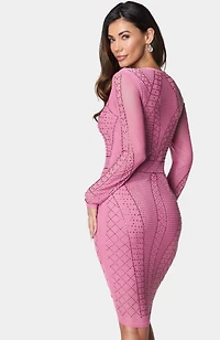 Bebe Women's Crystal Mesh Midi Dress