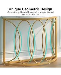 Tribesigns Half Moon Gold Console Table, 43 Inch Modern Faux Marble Entryway Table, Narrow Semi Circle Sofa Accent Table with Geometric Metal Frame fo