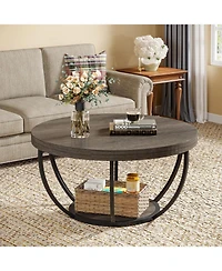 Tribesigns Round Coffee Table, Industrial 2-Tier Circle Modern 31.7" Wooden Accent Center Table for Living Room, Home Office