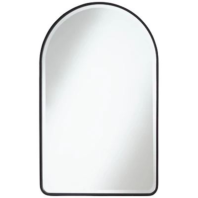 Uttermost Clara Arch Top Vanity Decorative Wall Mirror Modern Beveled Matte Black Metal Frame 24" Wide for Bathroom Bedroom Living Room Home Entr