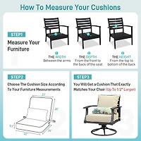 Aoodor 22'' x 24'' Outdoor Deep Seat Chair Cushion Set& Olefin Fabric Slipcover and Sponge Foam (Set of 2 Seats, 2 Backs, 2 Pillows