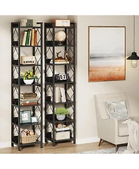 Tribesigns 78.7 Inch Extra Tall Narrow Bookshelf, 7 Tier Skinny Bookcase for Small Spaces, Freestanding Display Shelves
