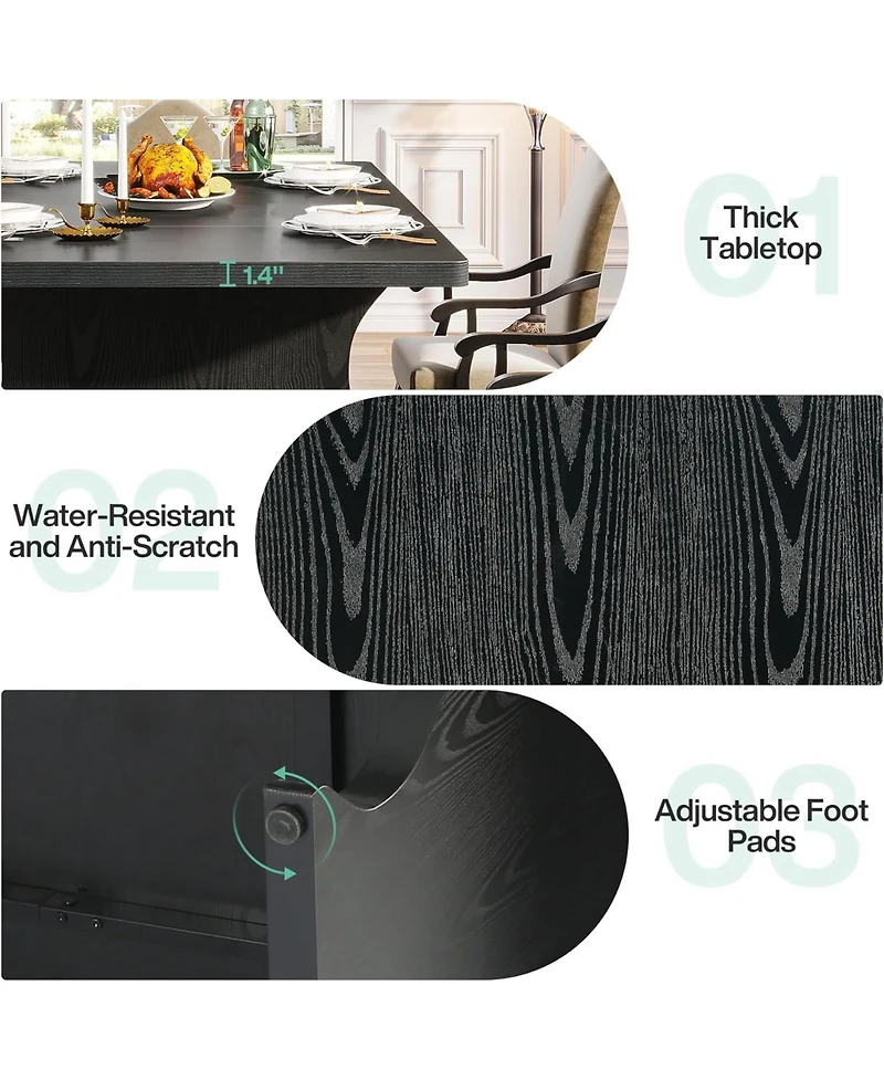 Tribesigns Modern Dining Table for 4-6, 63-Inch Rectangular Wood Kitchen Table, Large Dinner Table Wooden Dining Room Table, Black Kitchen & Dining Ro