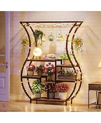 Tribesigns 6-Tier Plant Stand, 70.9 Inch Tall Plant Shelf with 10 Hanging Hooks, Vase Shape Ladder Plant Stand, Multi-Purpose Plant Display Rack for I