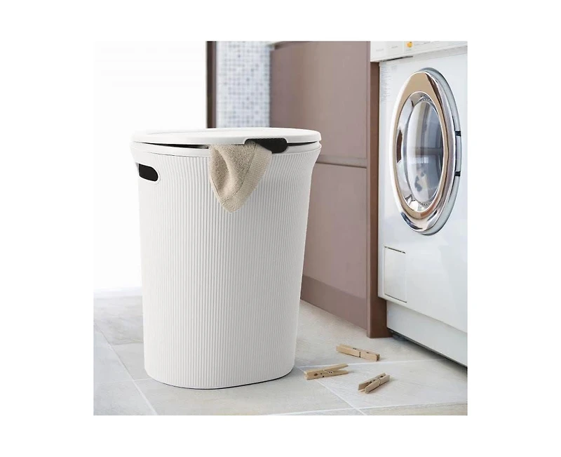 Superio Ribbed Design Laundry Hamper, 40 L Lilac Laundry Hamper