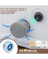 72 Inches Inflatable Hot Tub Spa with 120 Air Jets Electric Heater Pump for 4-6 Person-Coffee