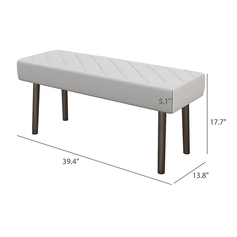 Homcom Faux Leather Ottoman Bench 39.4" W/ Metal Legs,