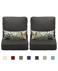 Aoodor 22'' x 24'' Outdoor Deep Seat Chair Cushion Set，Olefin Fabric Slipcover and Sponge Foam (Set of 2 Seats, 2 Backs