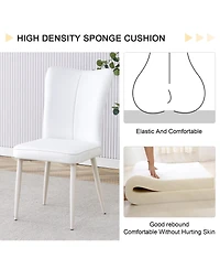 Streamdale White Pu Leather Dining Chairs (Set of 4)
