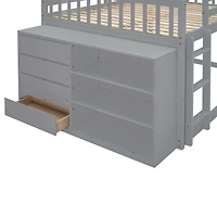 Streamdale Full over Bunk Bed with 4 Drawers and 3 Shelves-Gray
