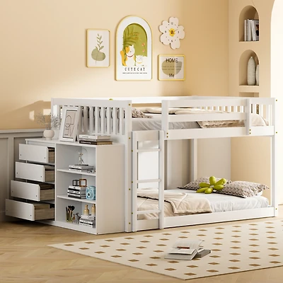 Streamdale Full over Bunk Bed with 4 Drawers and 3 Shelves-Gray