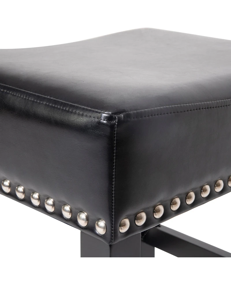 Streamdale 26" Backless Leather Counter Stools, 2-Pcs Set, Black