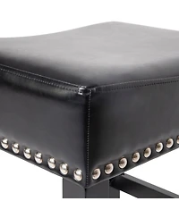 Streamdale 26" Backless Leather Counter Stools, 2-Pcs Set, Black