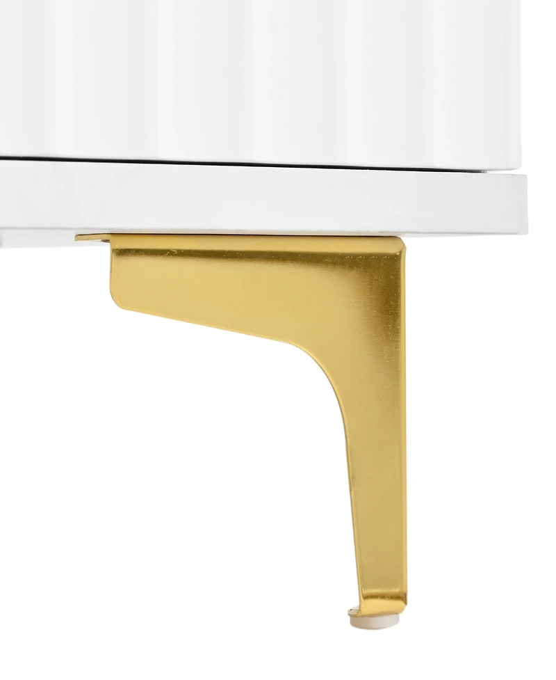 Streamdale High Gloss Fluted Storage Hall Tree with Gold Accents