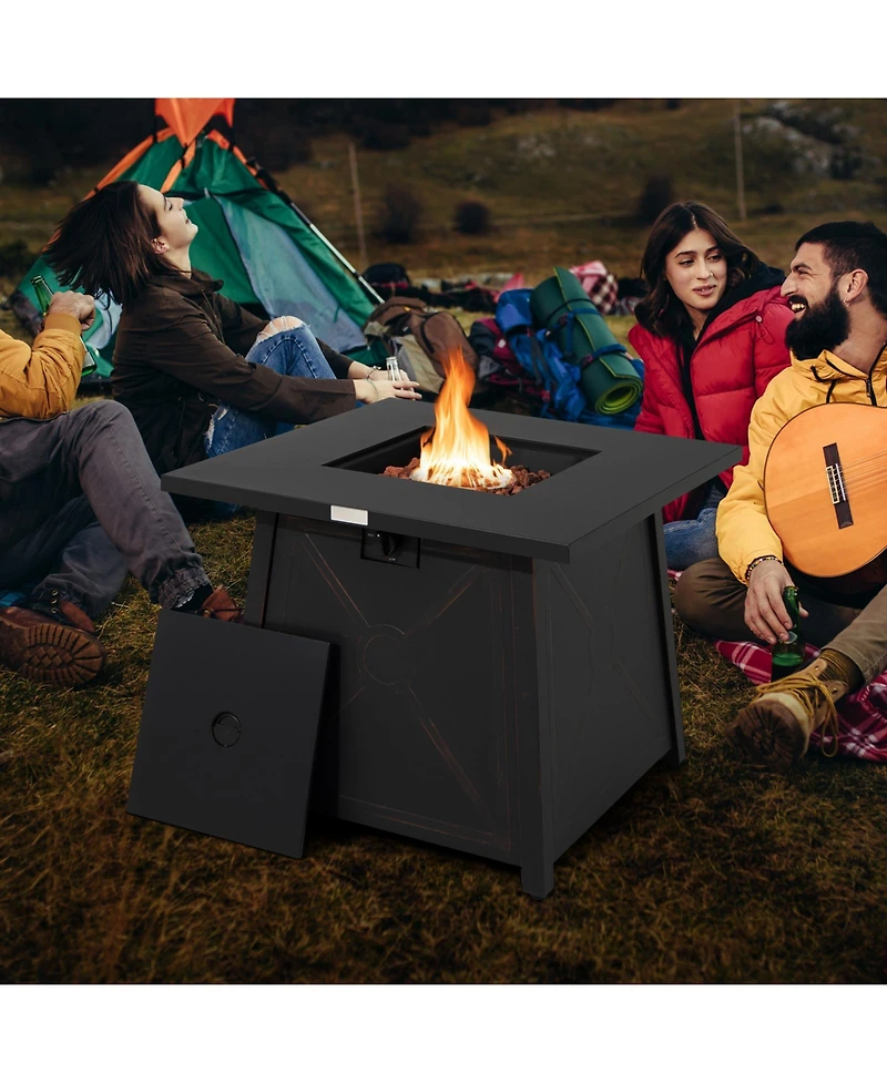Inolait 30 Inch Square Propane Gas Fire Table with Waterproof Cover