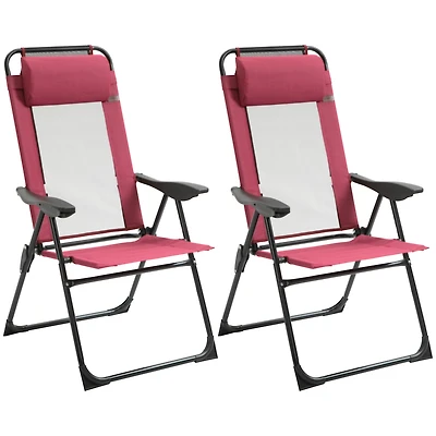Folding Patio Chairs with Adjustable Sling Back (Set of 2)